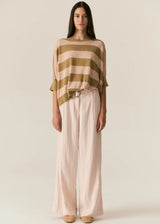 Pol Milton Stripe Knit,Khaki/Pink