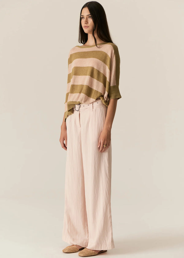 Pol Milton Stripe Knit,Khaki/Pink