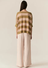 Pol Milton Stripe Knit,Khaki/Pink