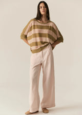 Pol Milton Stripe Knit,Khaki/Pink