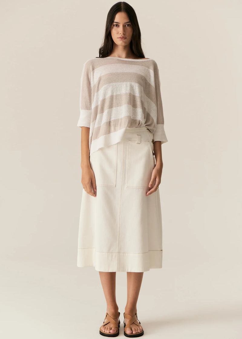 POL Milton Stripe Knit,White/Pebble