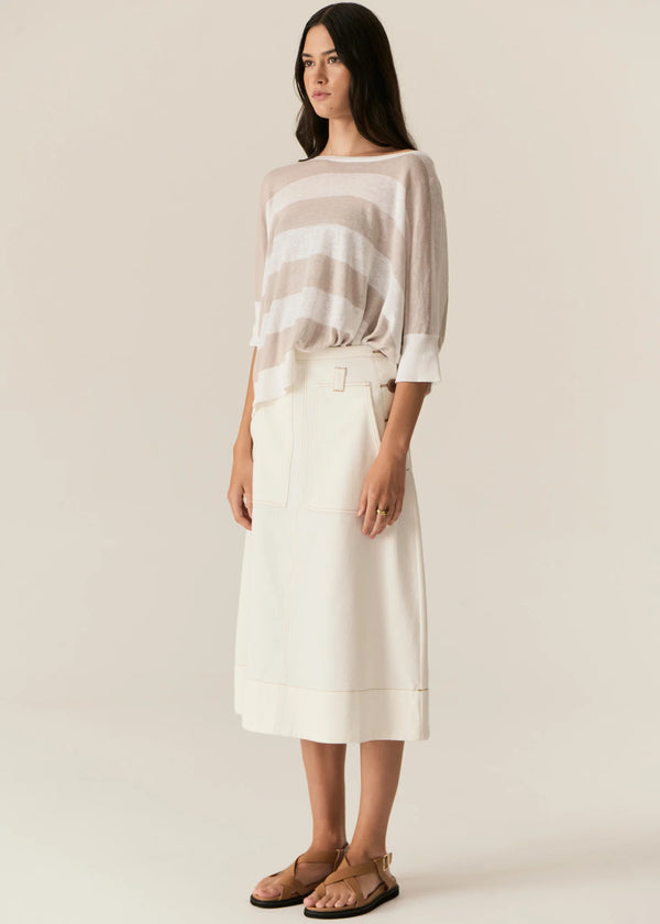 POL Milton Stripe Knit,White/Pebble