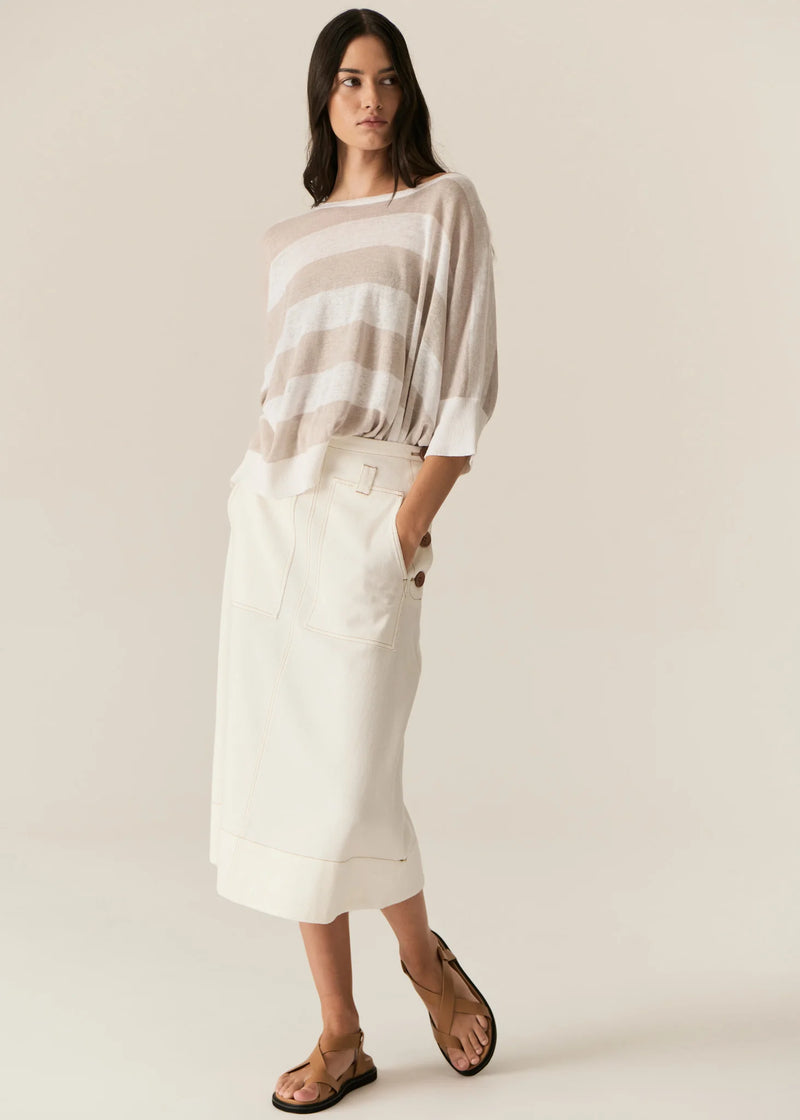 POL Milton Stripe Knit,White/Pebble