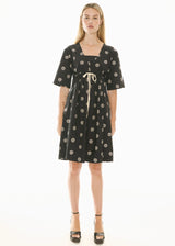 POl Buoy Drawcord Dress,Black/Pebble