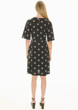 POl Buoy Drawcord Dress,Black/Pebble