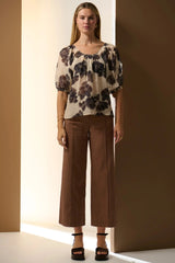 POL Odette Belted Pant,Chocolate