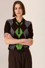 POL Meira Argyle Knit Polo,