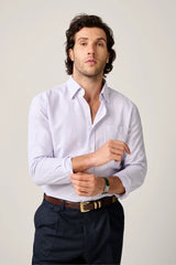 Christian Kimber Fenner Essential Oxford Shirt - Lavender Stripe