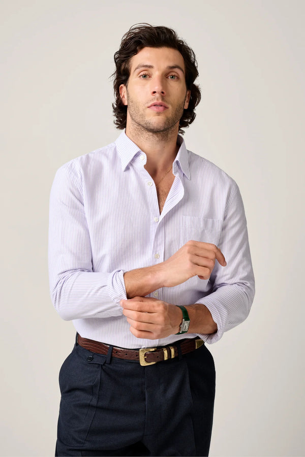 Christian Kimber Fenner Essential Oxford Shirt - Lavender Stripe