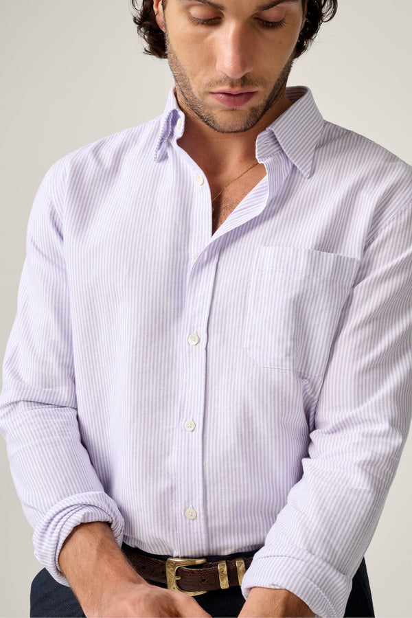 Christian Kimber Fenner Essential Oxford Shirt - Lavender Stripe