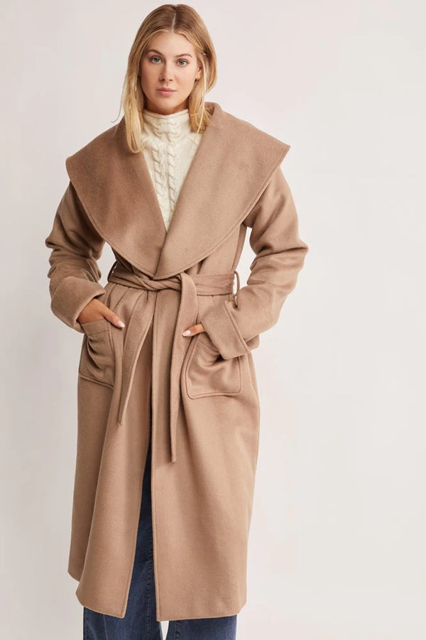 MOS Windswept Robe Coat - Coffee