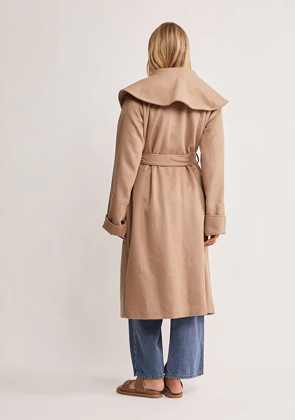 MOS Windswept Robe Coat - Coffee