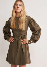 MOS Waterlily Denim Mini Dress - Moss