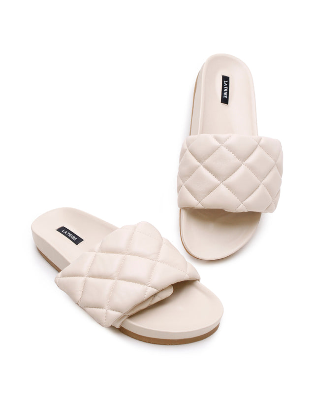 LA TRIBE Quilted Slide, Cream