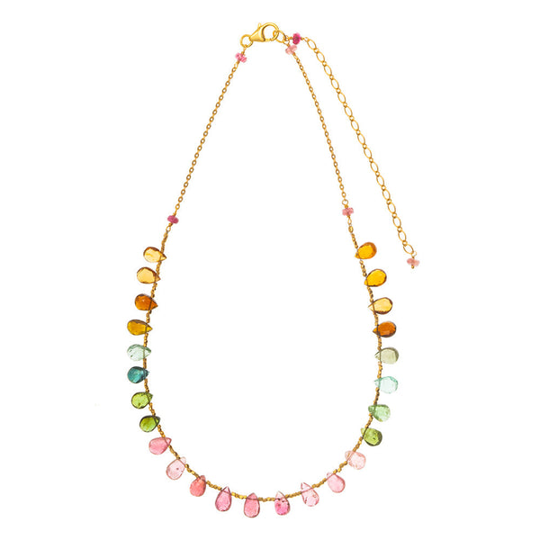 RUBYTEVA Teardrop Necklace with multi Tourmaline