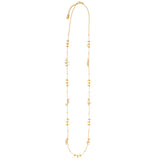 RUBYTEVA Long Pearl Gold Charm Necklace