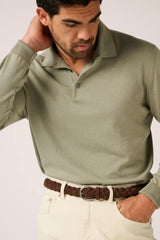 Christian Kimber Rye Paperweight Long Sleeve Polo - Cotton - Pistachio