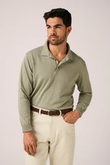 Christian Kimber Rye Paperweight Long Sleeve Polo - Cotton - Pistachio