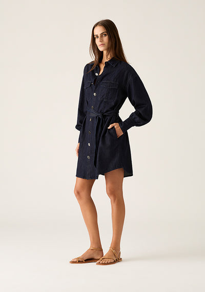 MOS Ana Denim Shirt Mini Dress,Indigo