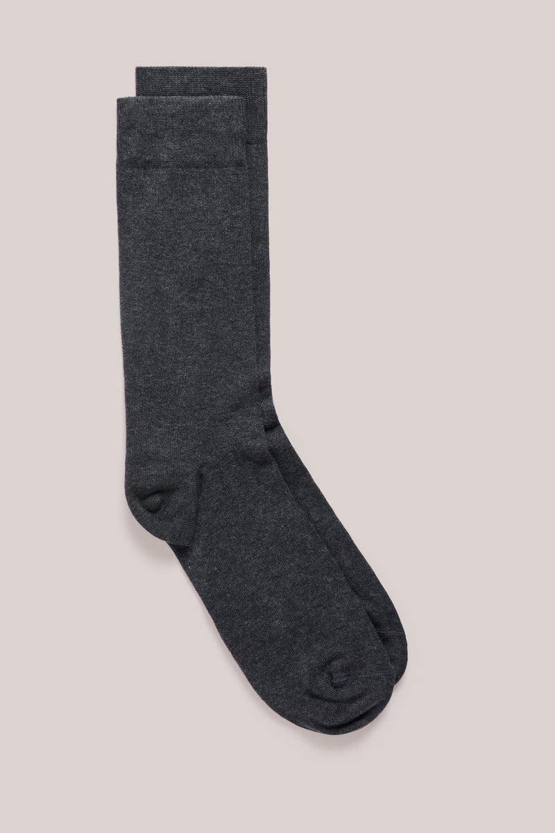 Christian Kimber Plain Cotton Socks in grey, pair laid flat, studio shot