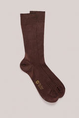 Christian Kimber ribbed cotton socks in brown, Filo di Scozia, made in Italy