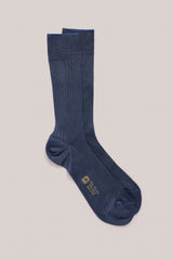 Christian Kimber ribbed cotton socks in blue, Filo di Scozia, made in Italy