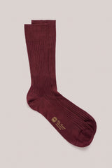 Christian Kimber ribbed cotton socks in burgundy, Filo di Scozia, made in Italy