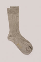 Christian Kimber ribbed cotton socks in sand, Filo di Scozia, made in Italy