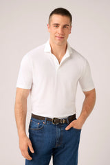 Christian Kimber Ice Cotton Short Sleeve Polo, Optic White