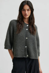 Second Female Andrea Knit Rib Cardigan,beluga