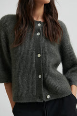 Second Female Andrea Knit Rib Cardigan,beluga