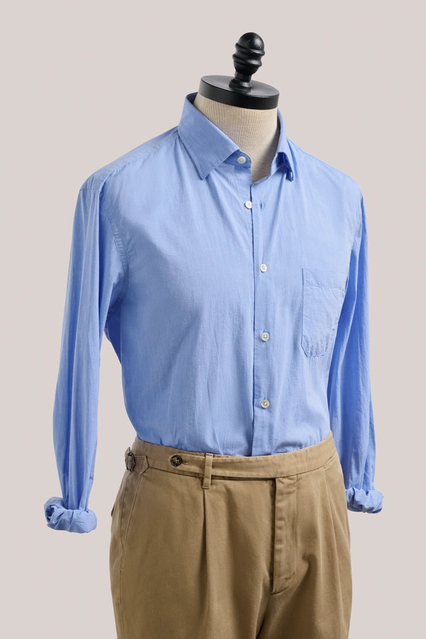 Christian Kimber Bronte Lightweight Summer Shirt - Cornflower Blue Seersucker