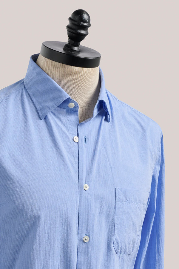 Christian Kimber Bronte Lightweight Summer Shirt - Cornflower Blue Seersucker