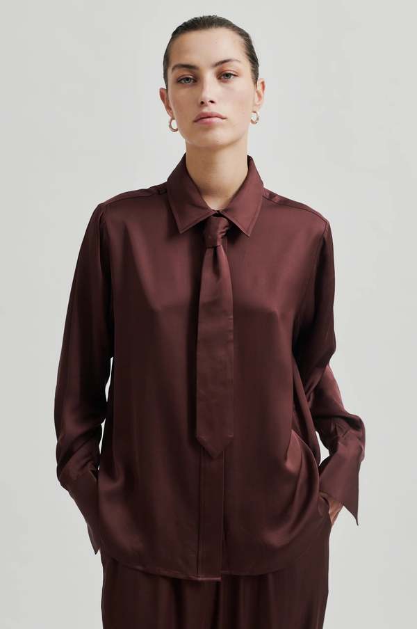 Second Female Livo Silky Shirt,bitter chocolate