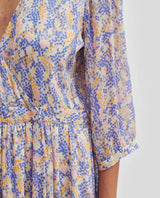 SECOND FEMALE Poppi V Neck 3/4 Sleeve Dress - Amparo Blue