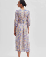 SECOND FEMALE Poppi V Neck 3/4 Sleeve Dress - Amparo Blue