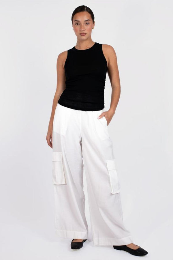 Vaenn Shirred Side Tank,Black