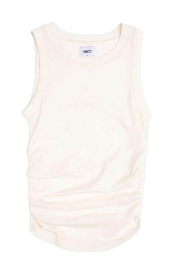 Vaenn Shirred Side Tank,Double Cream