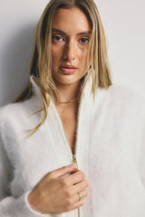 World of Nomads Felix Zip Up Cashmere Bomber,Snow