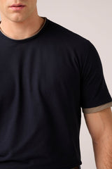 Christian Kimber Ice Cotton Double Layer T-Shirt, Navy and Taupe
