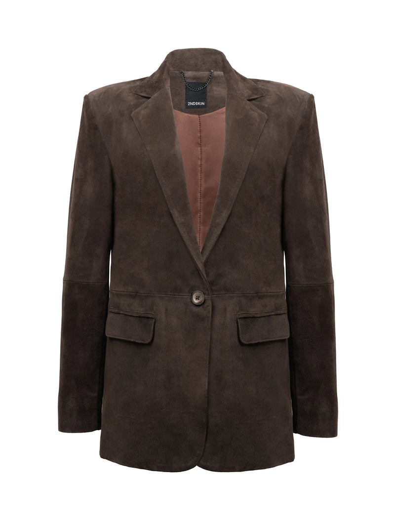 2nd Skin KINGSTON SUEDE BLAZER - ESPRESSO