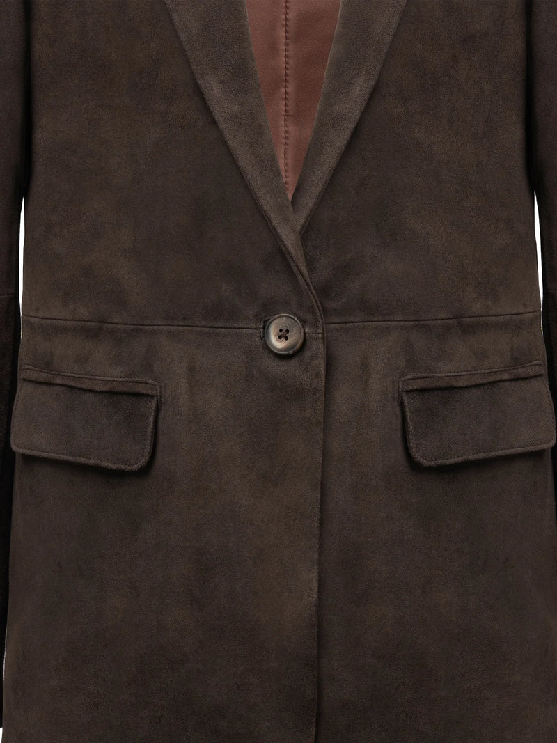 2nd Skin KINGSTON SUEDE BLAZER - ESPRESSO