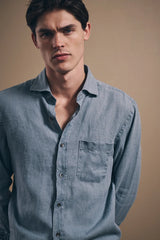 Christian Kimber Vintage Shirt Italian Linen,Washed Blue