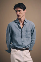 Christian Kimber Vintage Shirt Italian Linen,Washed Blue