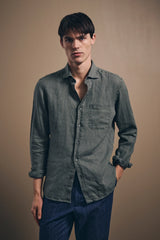 Christian Kimber Vintage Shirt Italian Linen,Washed Olive