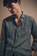 Christian Kimber Vintage Shirt Italian Linen,Washed Olive