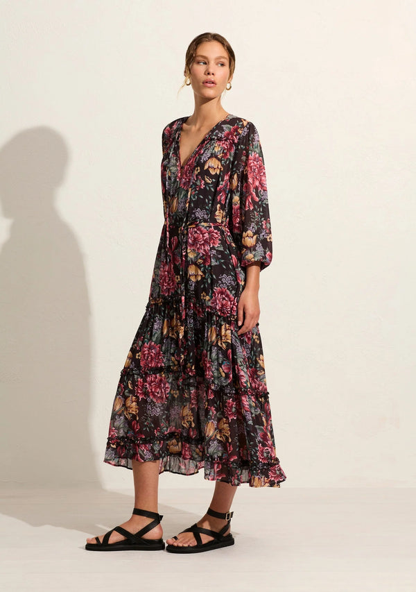 AUGUSTE Megan Khloe Maxi Dress - Black/Floral