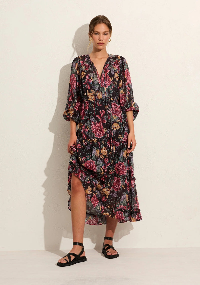 AUGUSTE Megan Khloe Maxi Dress - Black/Floral