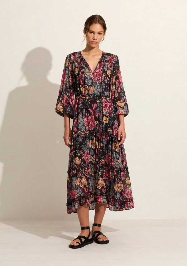 AUGUSTE Megan Khloe Maxi Dress - Black/Floral