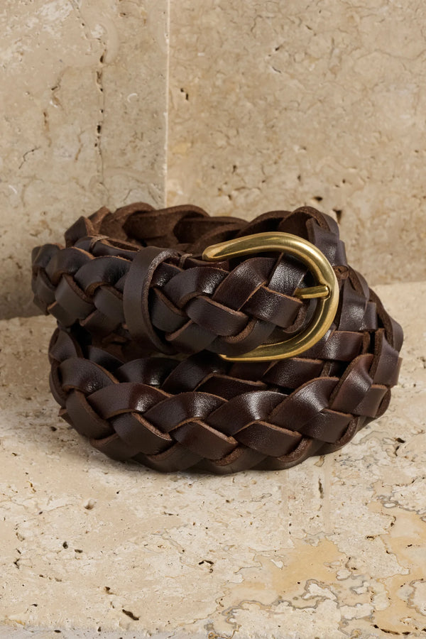 Christian Kimber Woven belt - Leather - Chocolate/Gold